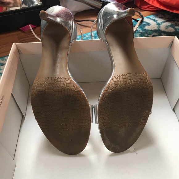 worn once! silver sandal heels - Picture 4 of 6